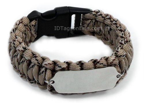 Camo Desert Paracord Sport and Travel ID Bracelet. - Click Image to Close